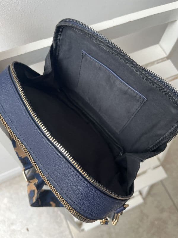 SALE: Faux leather 2 zip bag & strap - various colours