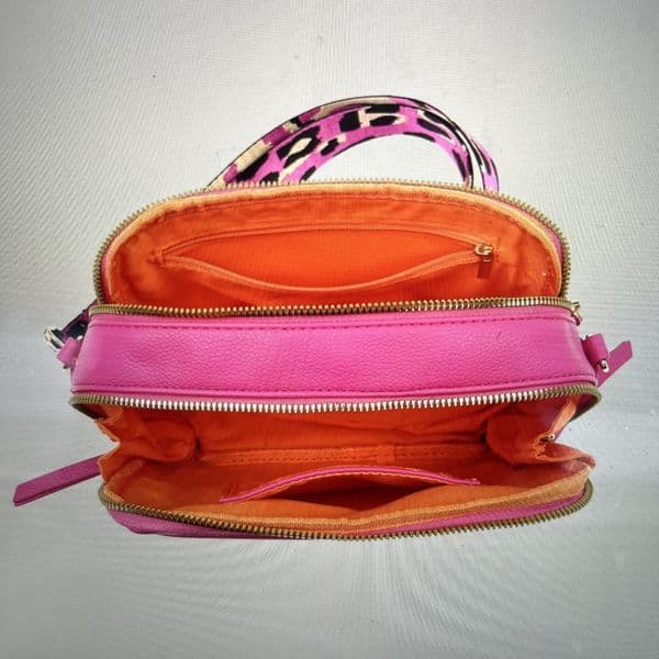 SALE: Faux leather 2 zip bag & strap - various colours