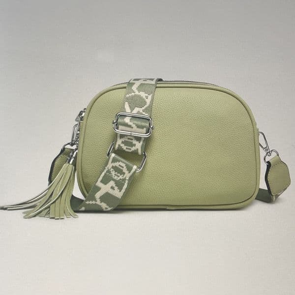 SALE: Faux leather three compartment bag & strap - various colours
