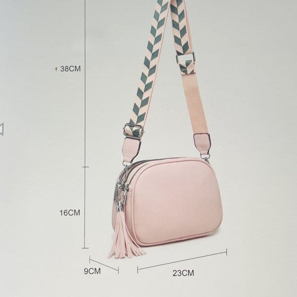 SALE: Faux leather three compartment bag & strap - various colours