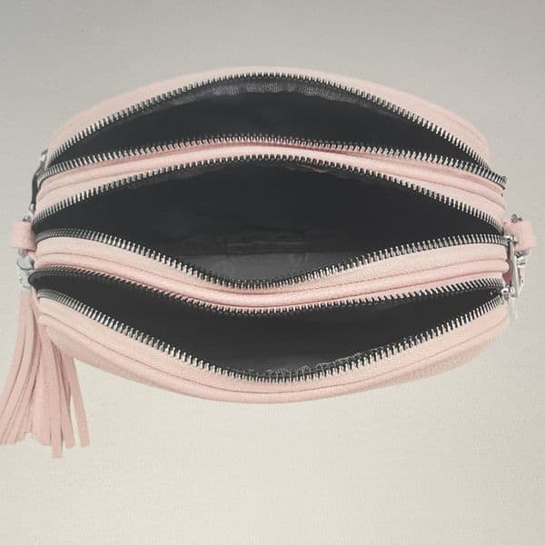 SALE: Faux leather three compartment bag & strap - various colours