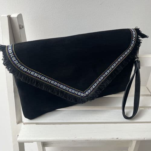 SALE: Faux suede clutch bag