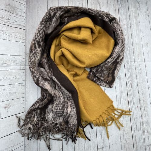 SALE: Gorgeous animal print mustard & brown scarf