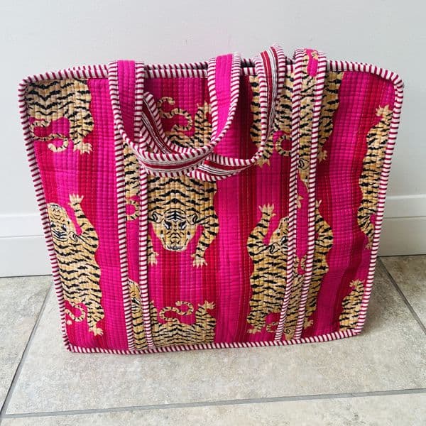 SALE: Handmade Indian Cotton quilted tote bag - various colours