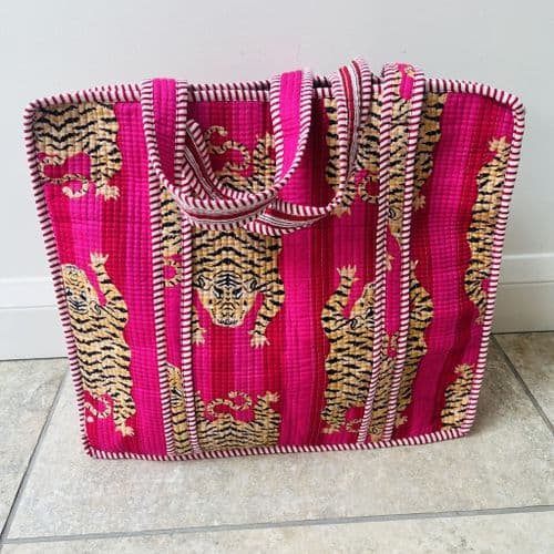 SALE: Handmade Indian Cotton quilted tote bag - various colours