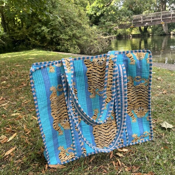 SALE: Handmade Indian Cotton quilted tote bag - various colours