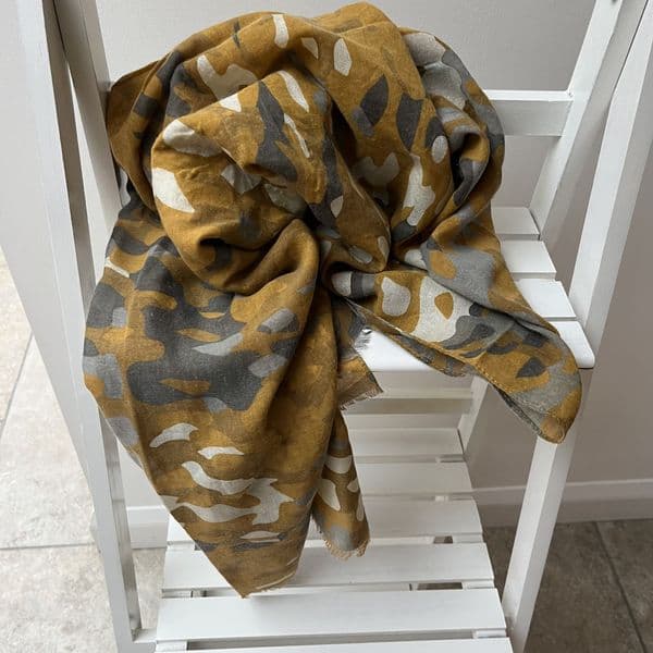 SALE: Mustard camouflage scarf