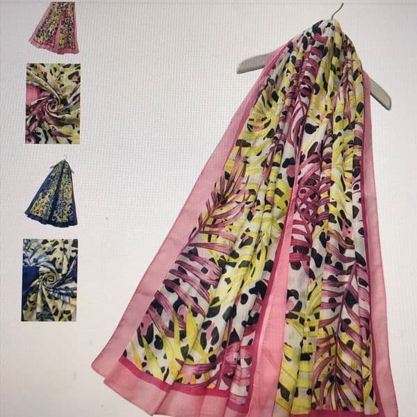 SALE: Palm leaf & animal print scarf - various colours