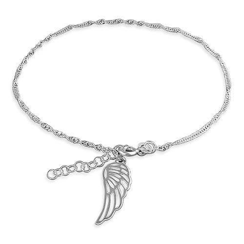 Silver ankle chain - angel wing