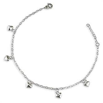 Silver ankle chain - hearts