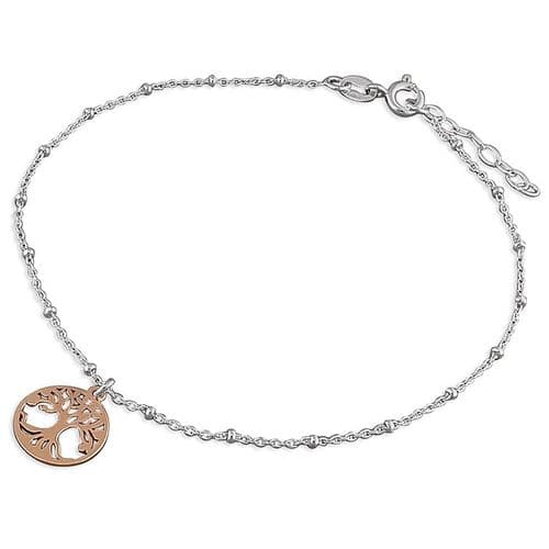 Silver ankle chain - rose gold tree of life anklet