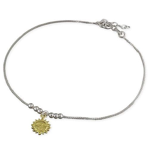 Silver ankle chain - sun