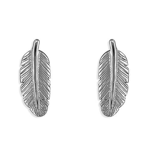 Silver feather earrings