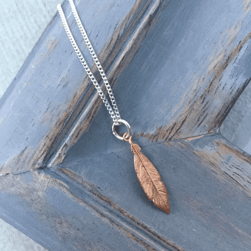 Silver feather necklace gift
