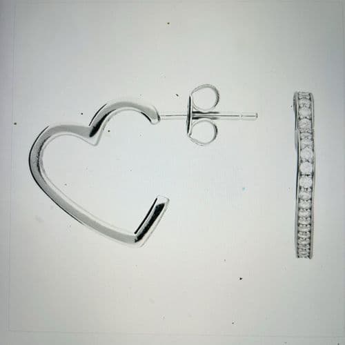 Silver / Gold CZ heart hoop earrings