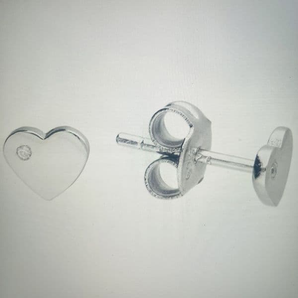 Silver heart stud earrings