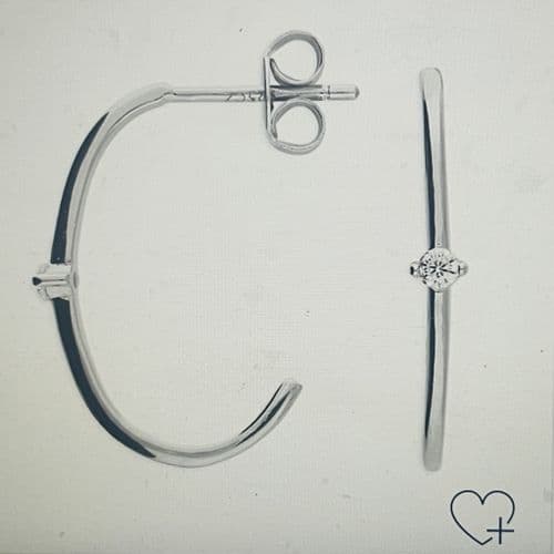 Silver hoop earrings with cz - various colours