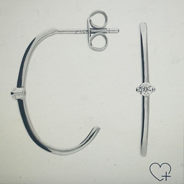 Silver hoop earrings with cz - various colours