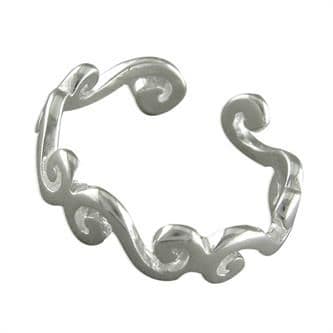 Silver toe ring - swirl design