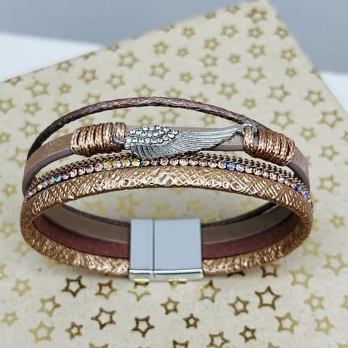 Special Offer: Angel wing bracelet with diamante detail - rose gold