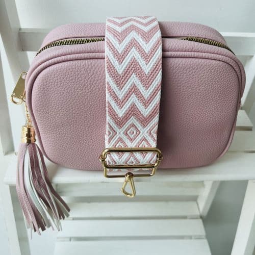 SPECIAL OFFER: Baby pink gift set Faux leather tassel bag & bag strap