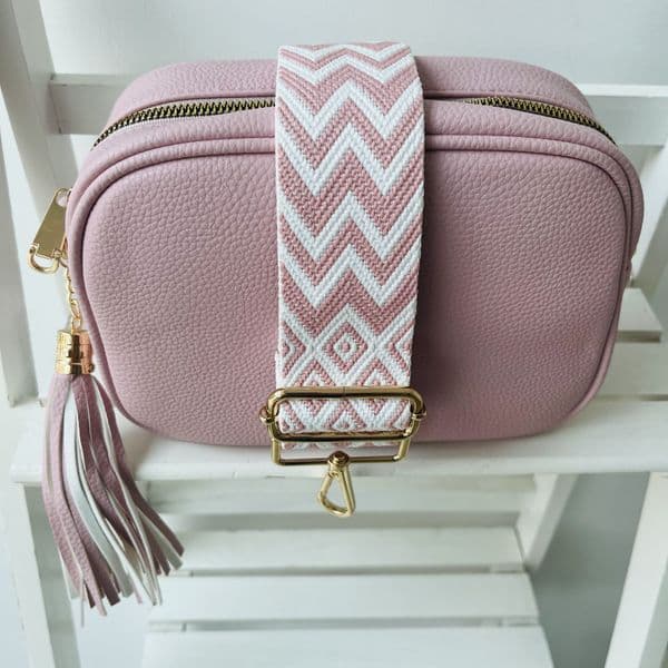 SPECIAL OFFER: Baby pink gift set Faux leather tassel bag & bag strap