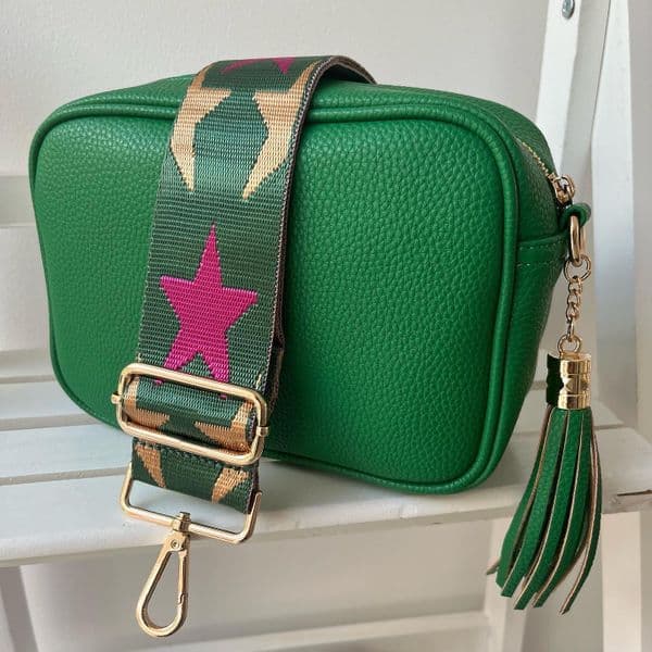 SPECIAL OFFER: Bright green faux leather tassel bag & bag strap