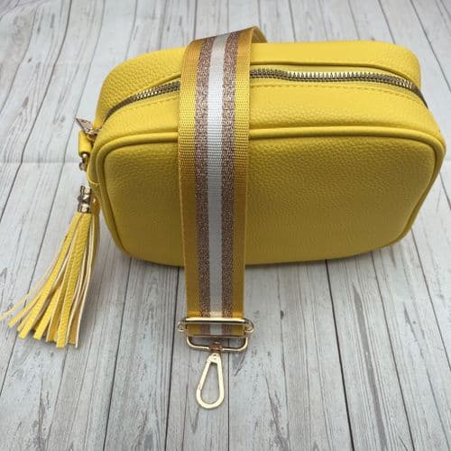 SPECIAL OFFER: Bright Yellow faux leather tassel bag & bag strap
