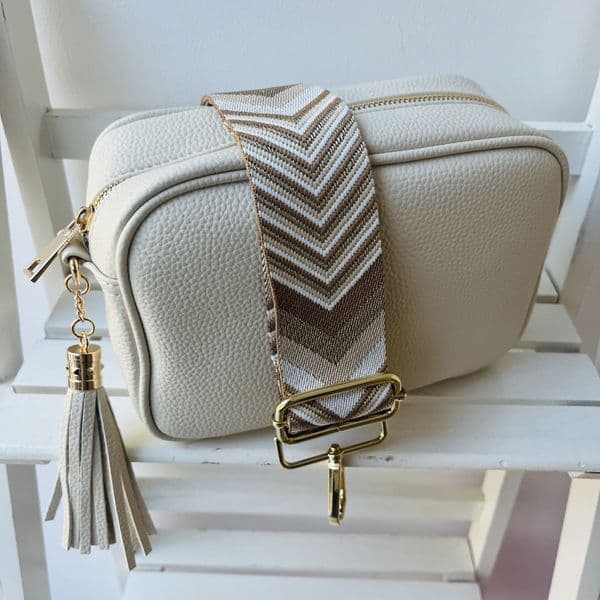 SPECIAL OFFER: Cream faux leather tassel bag & bag strap