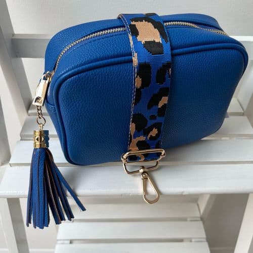 SPECIAL OFFER: Electric blue faux leather tassel bag & bag strap