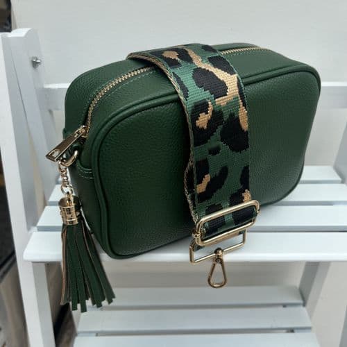 SPECIAL OFFER: Emerald green faux leather tassel bag & bag strap