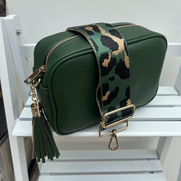 SPECIAL OFFER: Emerald green faux leather tassel bag & bag strap