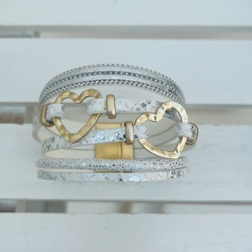 Special Offer: Faux leather double heart bracelet -  various colours