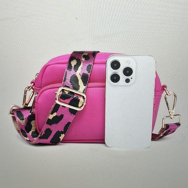 SPECIAL OFFER: Faux leather dual compartment bag & strap - various colours