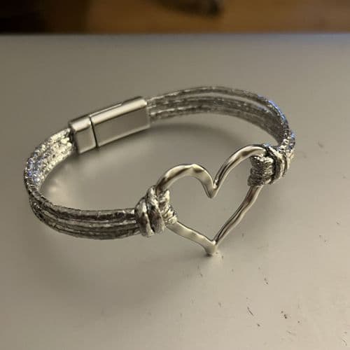 Special Offer: Faux leather heart sparkly bracelet - various colours