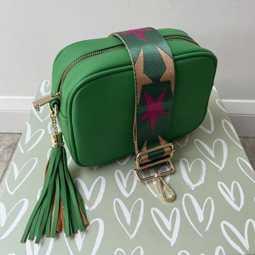 SPECIAL OFFER: Gorgeous green faux leather tassel bag & bag strap