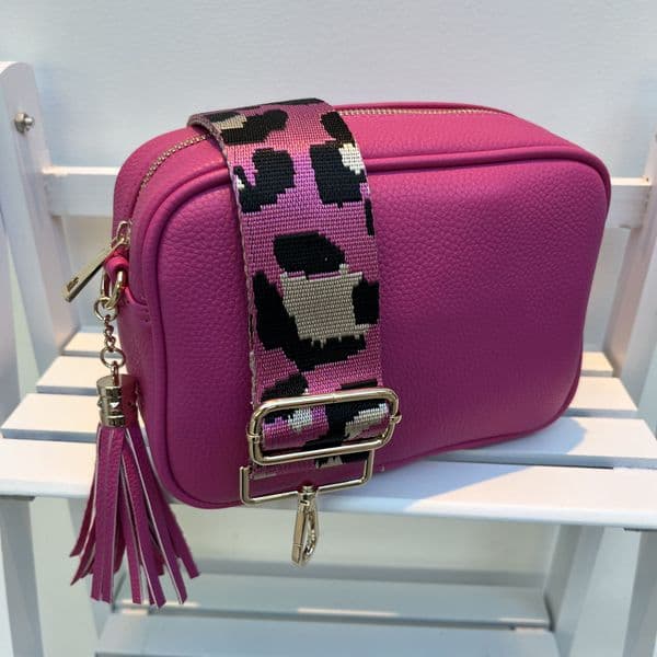 SPECIAL OFFER: Hot pink gift set Faux leather tassel bag & bag strap