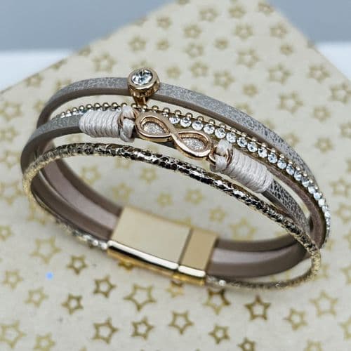 Special Offer: Infinity bracelet with diamante detail - champagne