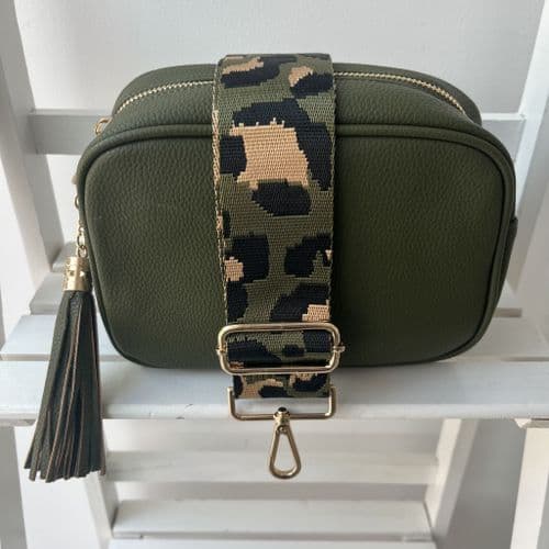 SPECIAL OFFER: Khaki Green gift set Faux leather tassel bag & bag strap