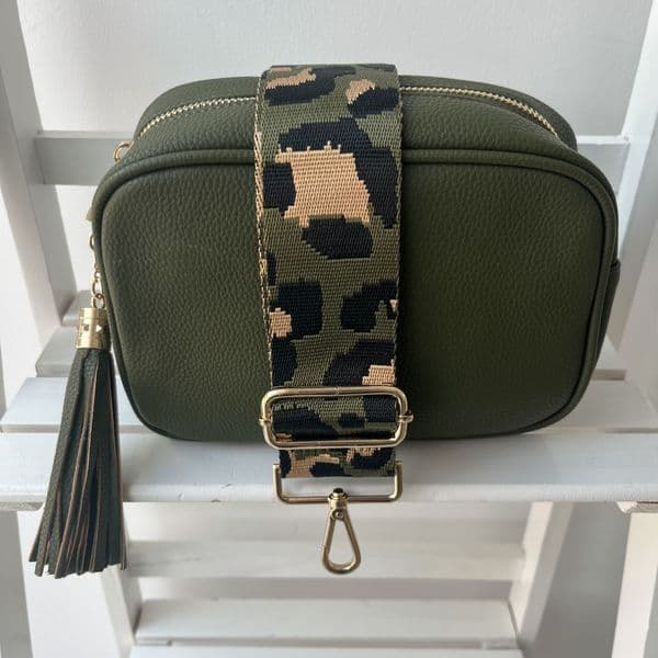 SPECIAL OFFER: Khaki Green gift set Faux leather tassel bag & bag strap