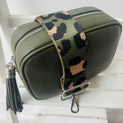 SPECIAL OFFER: Khaki leather tassel bag & bag strap gift set