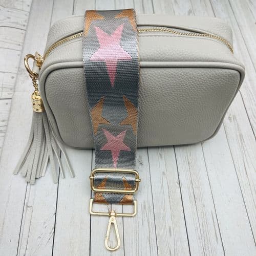 SPECIAL OFFER: Light grey faux leather tassel bag & bag strap