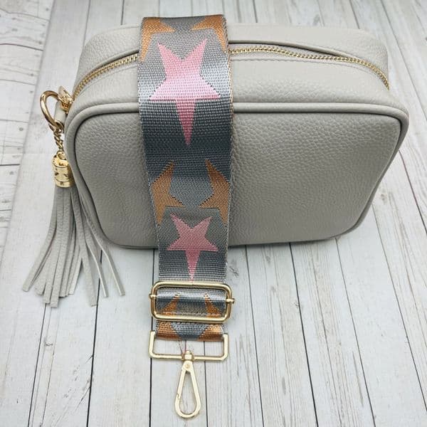 SPECIAL OFFER: Light grey faux leather tassel bag & bag strap