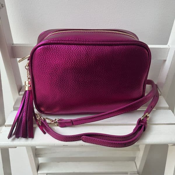 SPECIAL OFFER: Metallic faux leather tassel bag - various colours