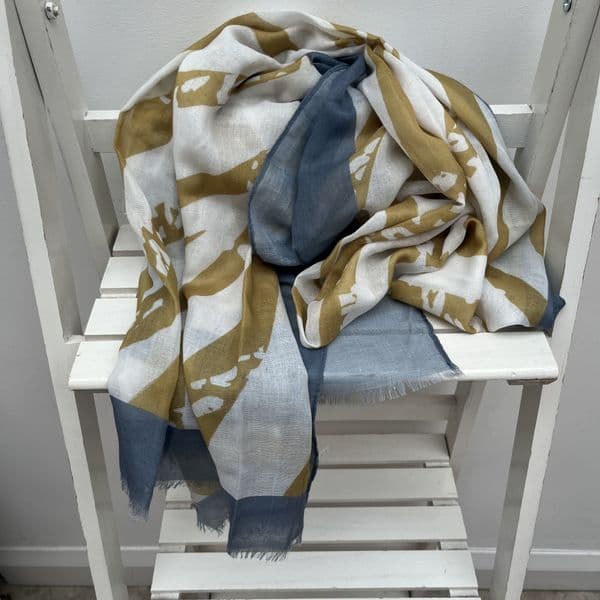 SPECIAL OFFER: Mustard & duck egg blue abstract print scarf