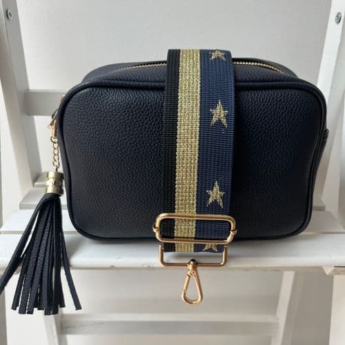 SPECIAL OFFER: Navy faux leather tassel bag & bag strap