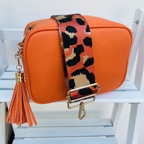 SPECIAL OFFER: Orange gift set Faux leather tassel bag & bag strap
