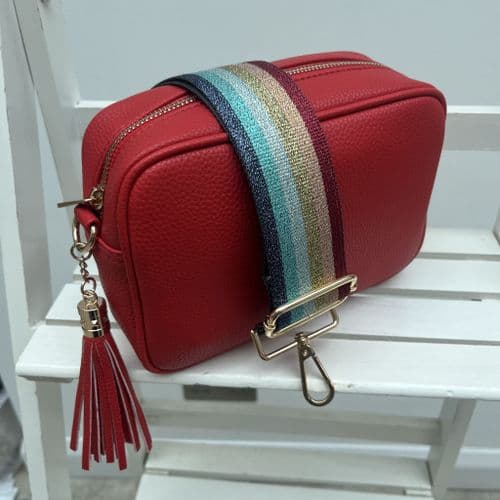 SPECIAL OFFER: Red faux leather tassel bag & bag strap
