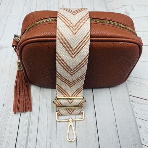 SPECIAL OFFER: Tan faux leather tassel bag & bag strap