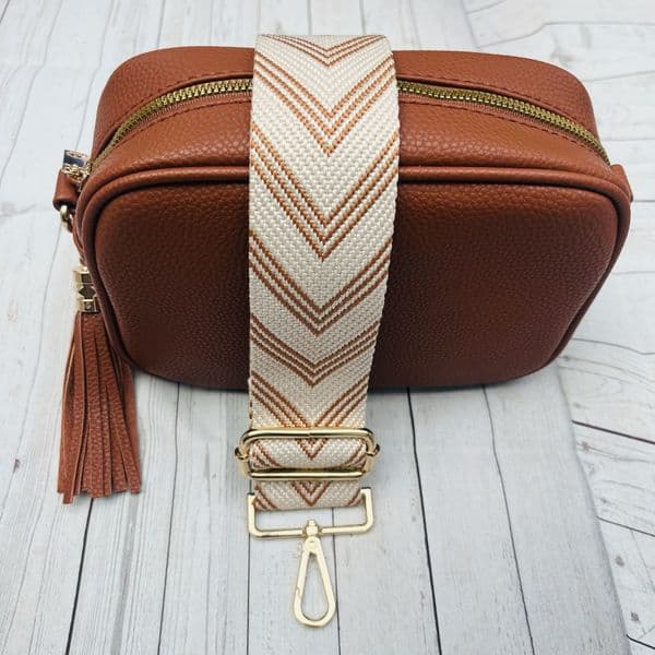 SPECIAL OFFER: Tan faux leather tassel bag & bag strap
